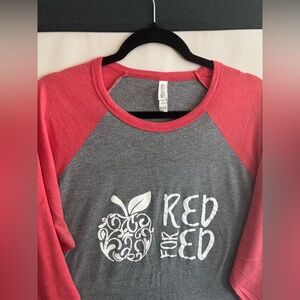 Red for Ed Teachers | Bella Canvas Gray and Red Short Sleeve Tee